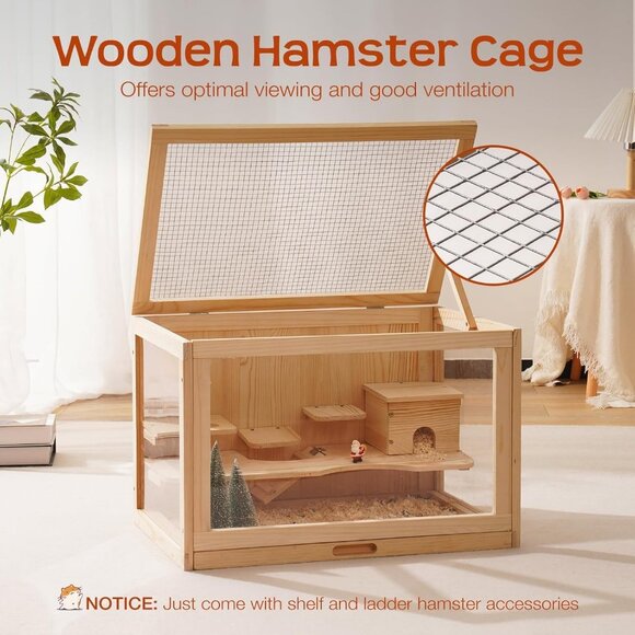NEW! Mewoo Wooden Hamster Cage for Dwarf Hamsters, mice, gerbil, guinea pig - Picture 6 of 8